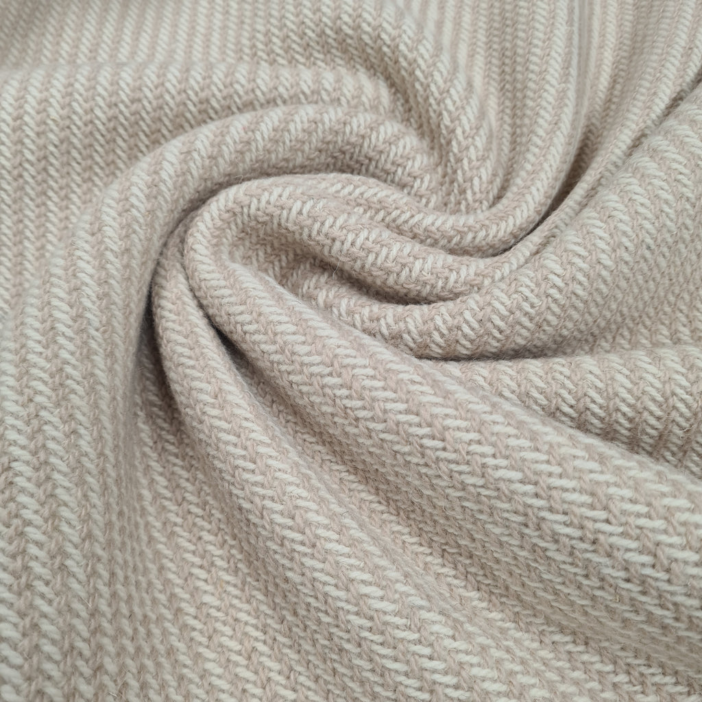 Light Beige Patterned Wool Fabric, sold by half metre