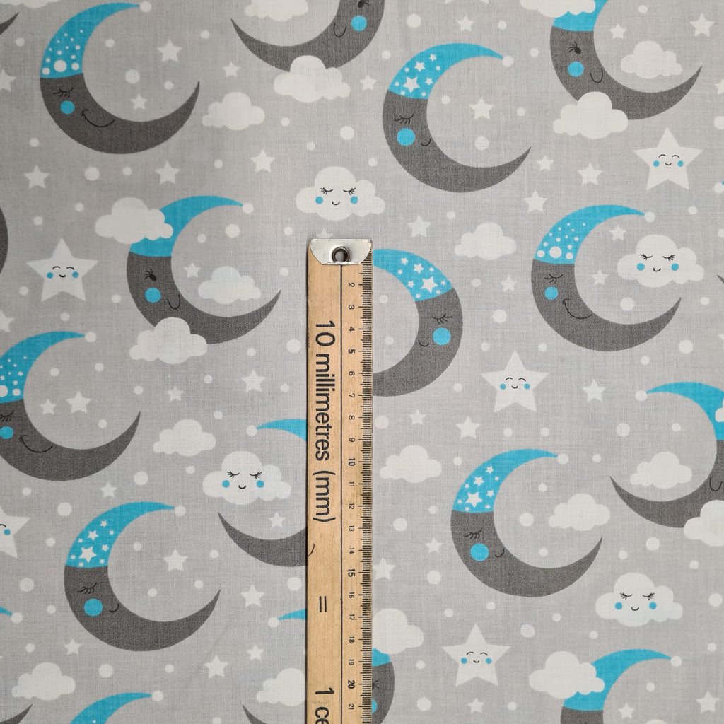 Moons Blue Cotton, priced by half metre