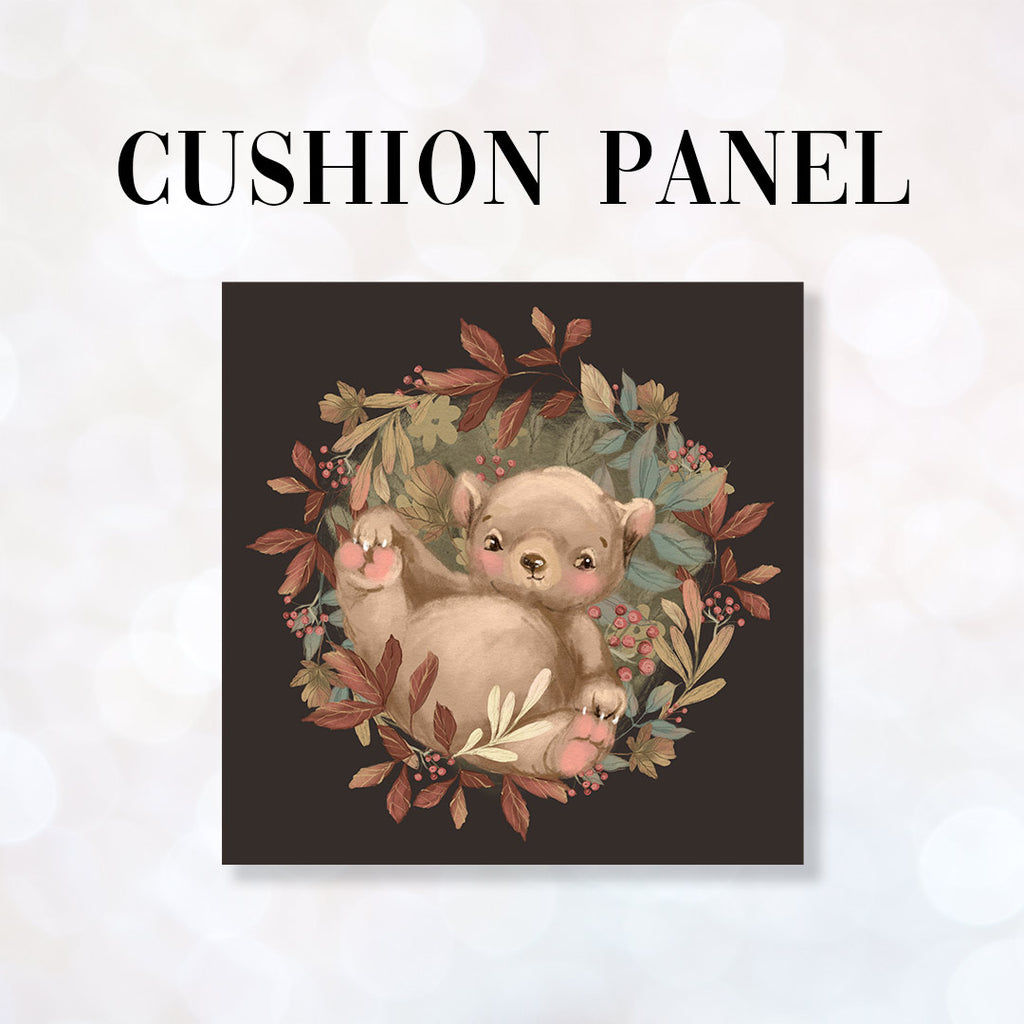 👉 PRINT ON DEMAND 👈 CUSHION Fabric Panel Autumn Bear Chocolate