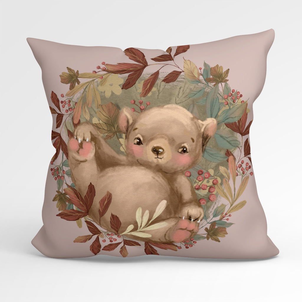👉 PRINT ON DEMAND 👈 CUSHION Fabric Panel Autumn Bear Pink