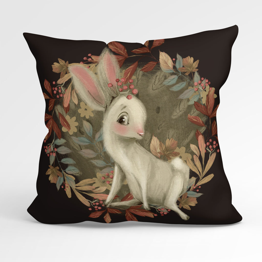 👉 PRINT ON DEMAND 👈 CUSHION Fabric Panel Autumn Bunny Chocolate