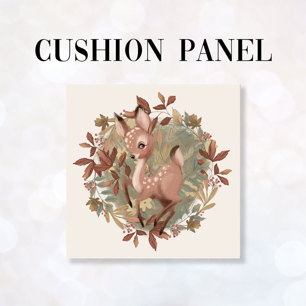 👉 PRINT ON DEMAND 👈 CUSHION Fabric Panel Autumn Deer Cream