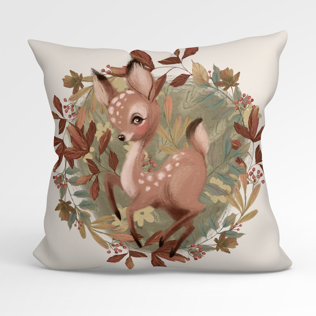 👉 PRINT ON DEMAND 👈 CUSHION Fabric Panel Autumn Deer Cream