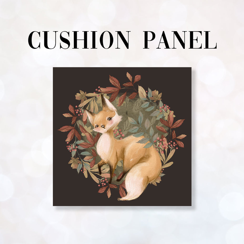 👉 PRINT ON DEMAND 👈 CUSHION Fabric Panel Autumn Fox Chocolate