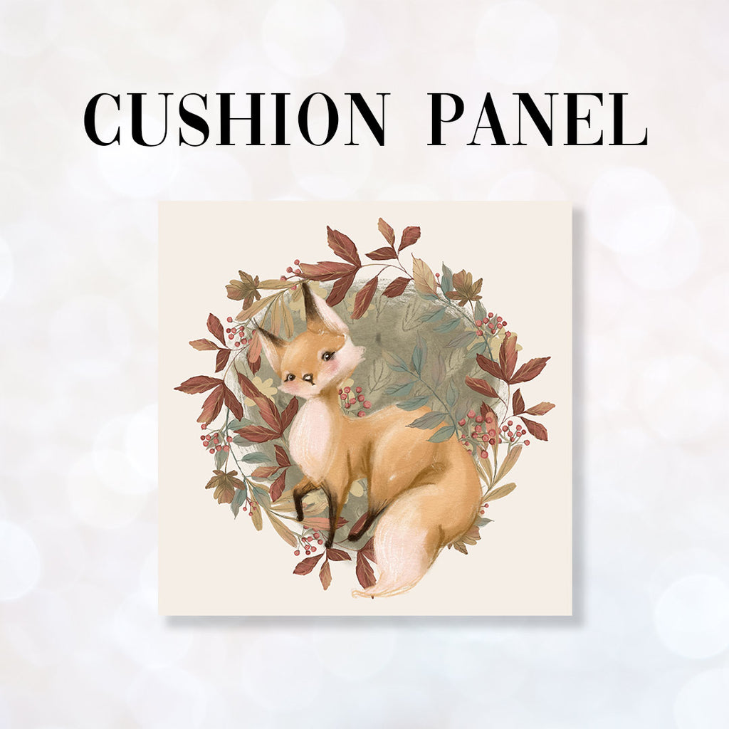 👉 PRINT ON DEMAND 👈 CUSHION Fabric Panel Autumn Fox Cream