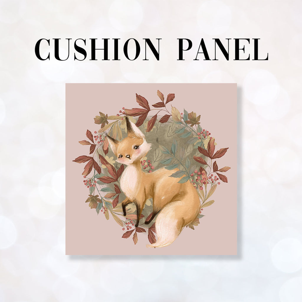 👉 PRINT ON DEMAND 👈 CUSHION Fabric Panel Autumn Fox Pink