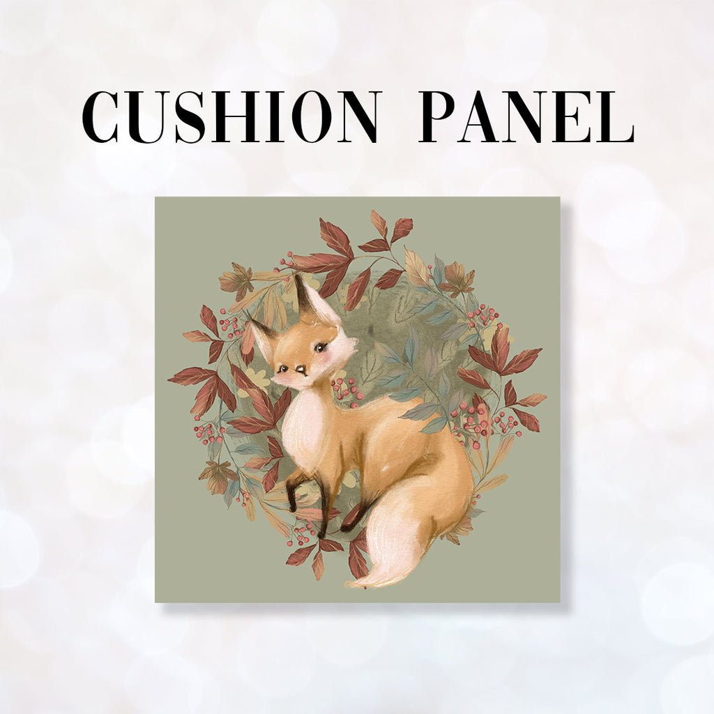 👉 PRINT ON DEMAND 👈 CUSHION Fabric Panel Autumn Fox Sage
