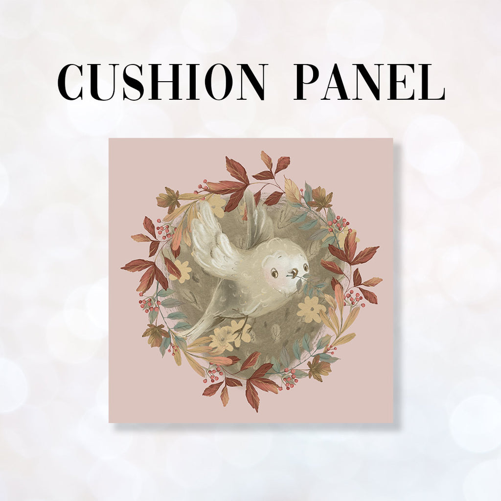 👉 PRINT ON DEMAND 👈 CUSHION Fabric Panel Autumn Owl Pink