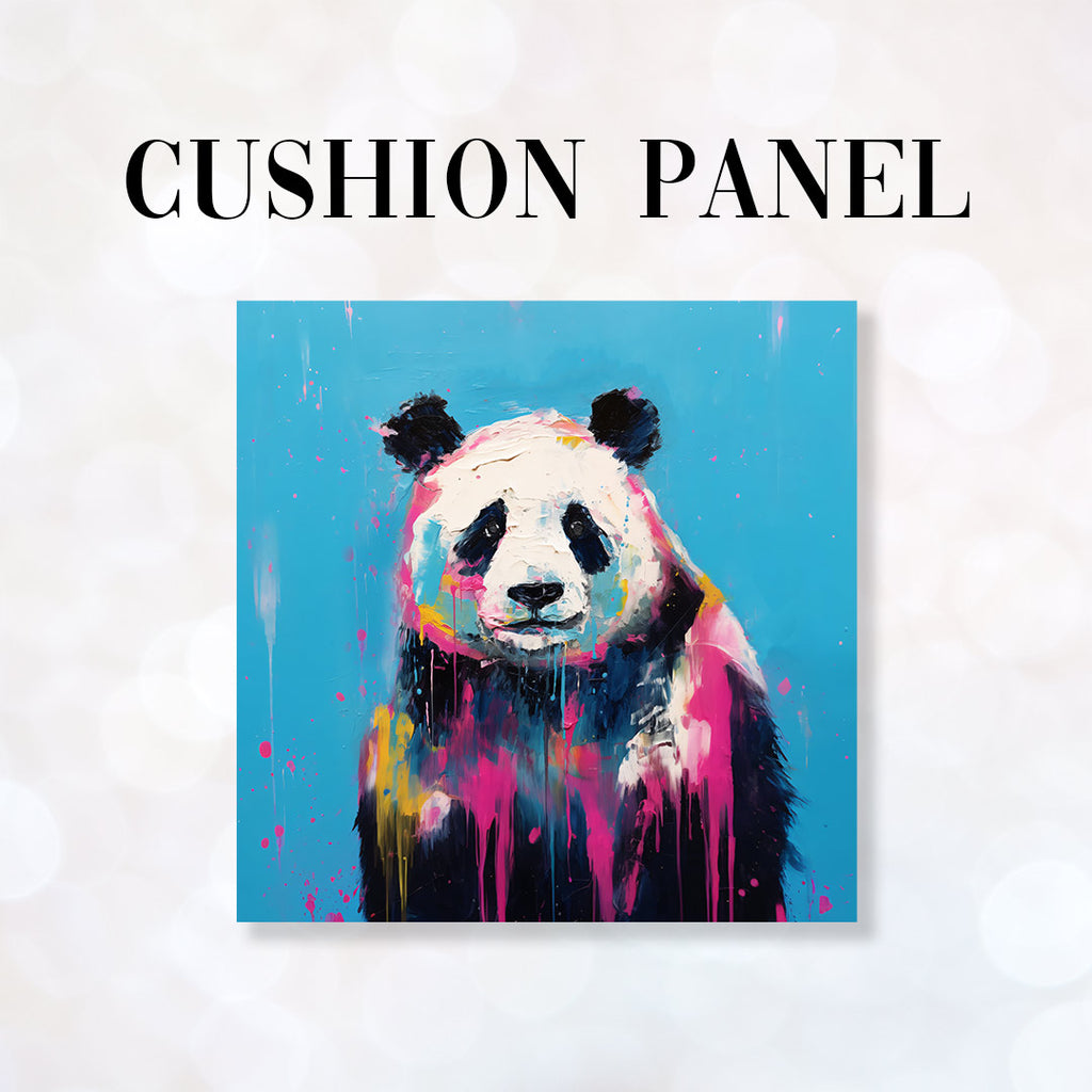 👉 PRINT ON DEMAND 👈 CUSHION Fabric Panel Panda Blue