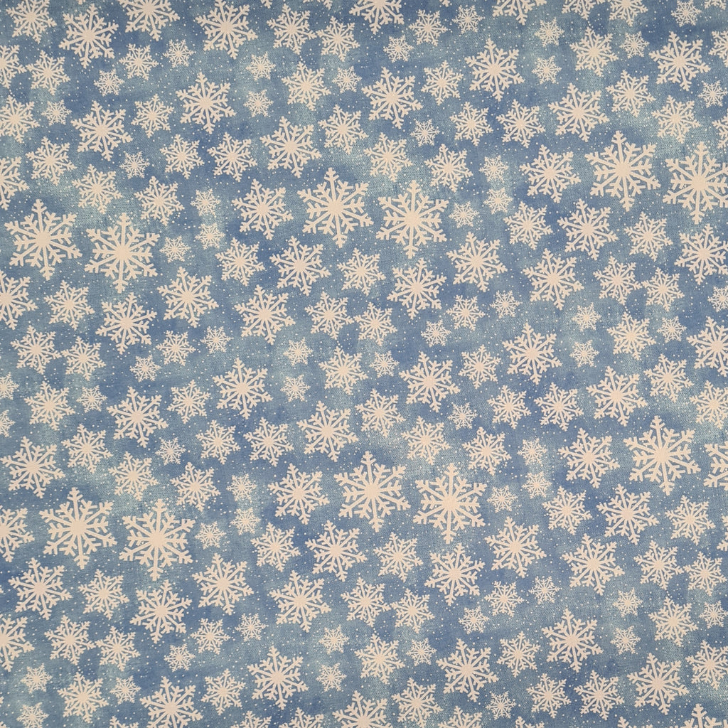 👉 PRINT ON DEMAND 👈 Blue Snowflakes Various Fabric Bases