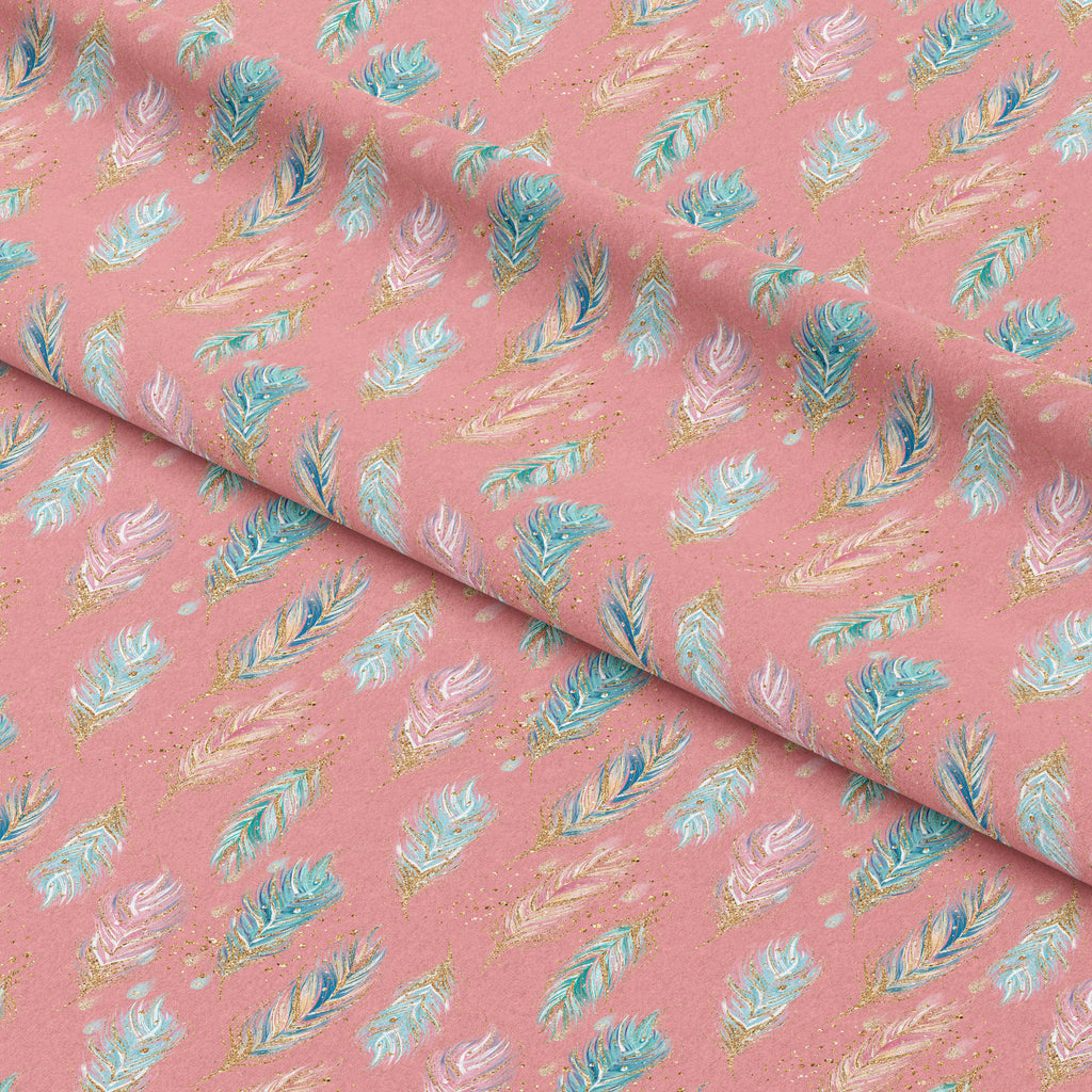 👉 PRINT ON DEMAND 👈 Boho Feathers Coral Various Fabric Bases