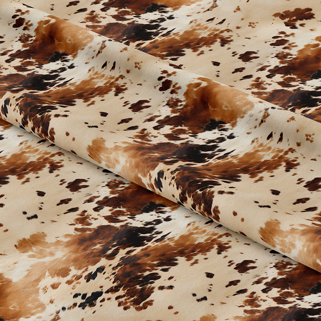 👉 PRINT ON DEMAND 👈 Brown Cow Hide Light Various Fabric Bases