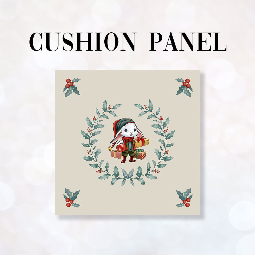 👉 PRINT ON DEMAND 👈 CUSHION Fabric Panel Bunny Wreath
