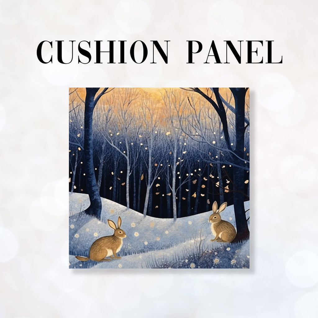 👉 PRINT ON DEMAND 👈 CUSHION Fabric Panel Bunnys Winter Wonderland