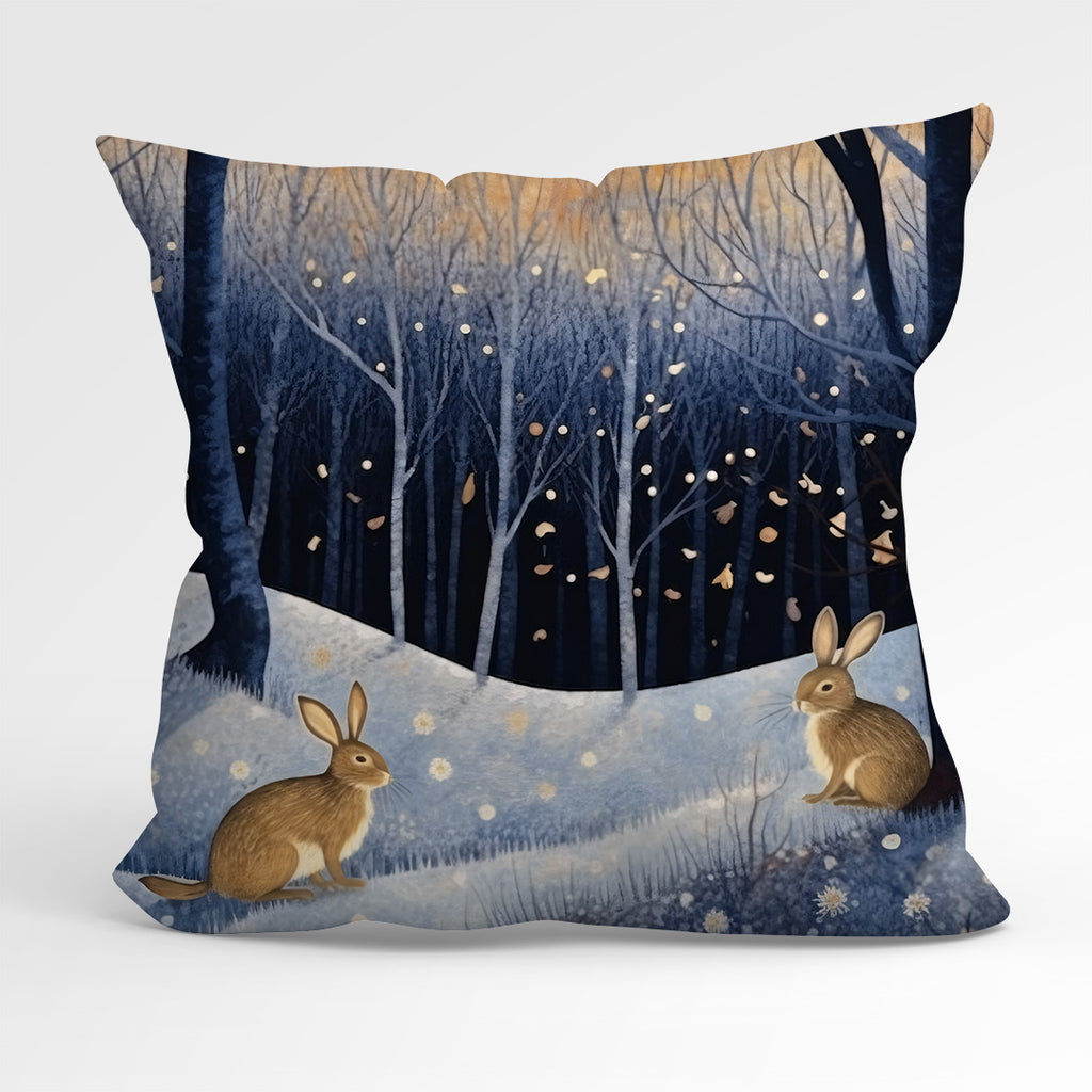 👉 PRINT ON DEMAND 👈 CUSHION Fabric Panel Bunnys Winter Wonderland