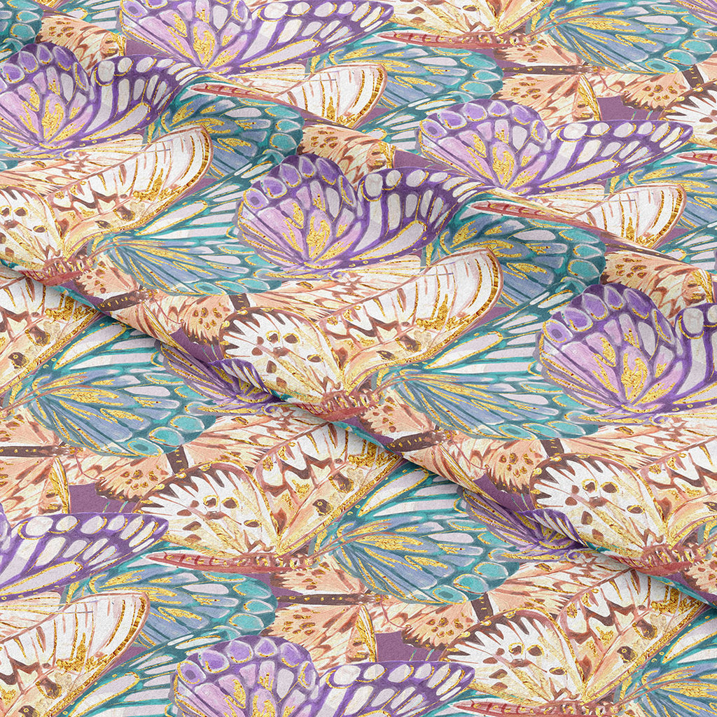 👉 PRINT ON DEMAND 👈 Teal and Purple Butterflies Various Fabric Bases