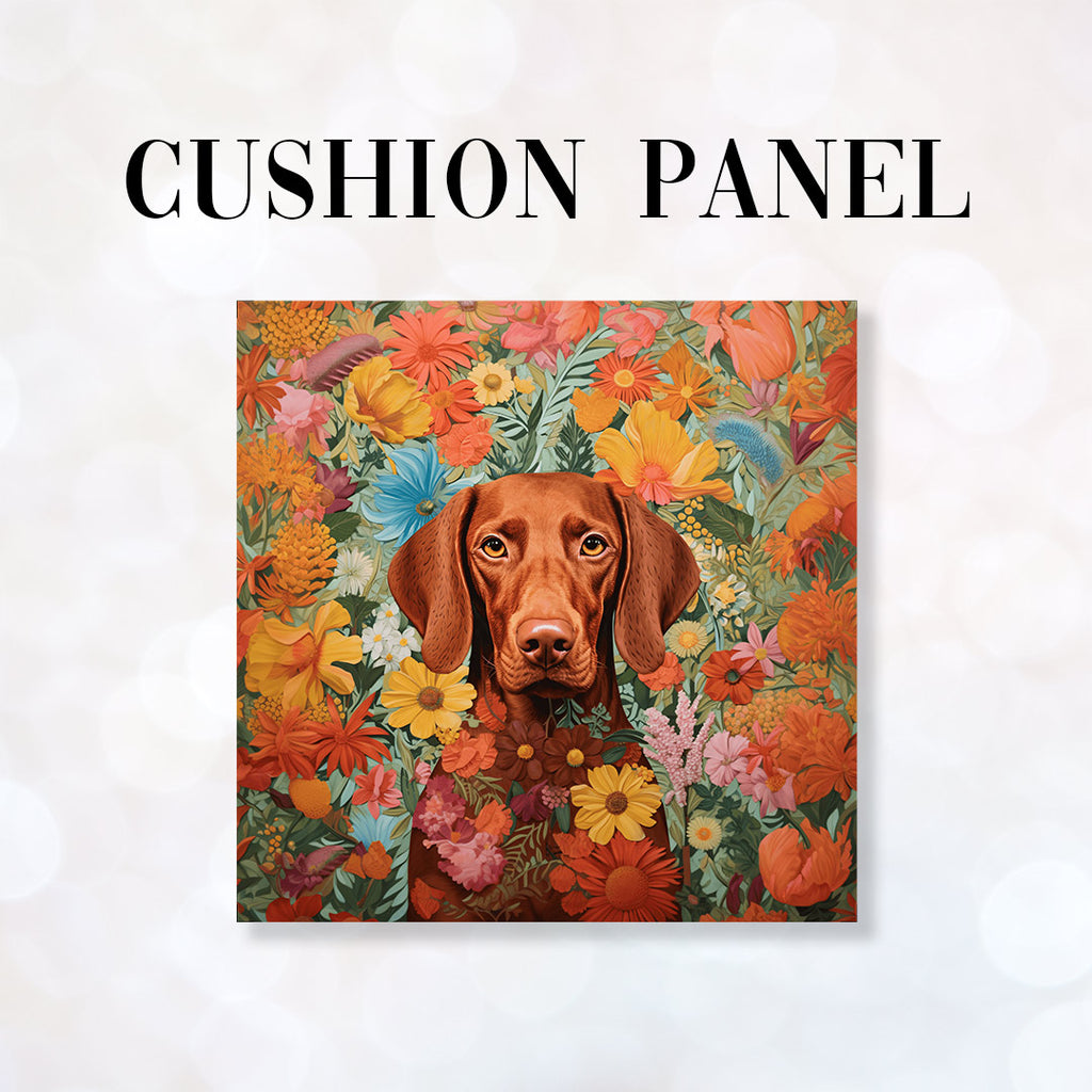 👉 PRINT ON DEMAND 👈 CUSHION Fabric Panel Floral Hungarian Vizsla CP-77