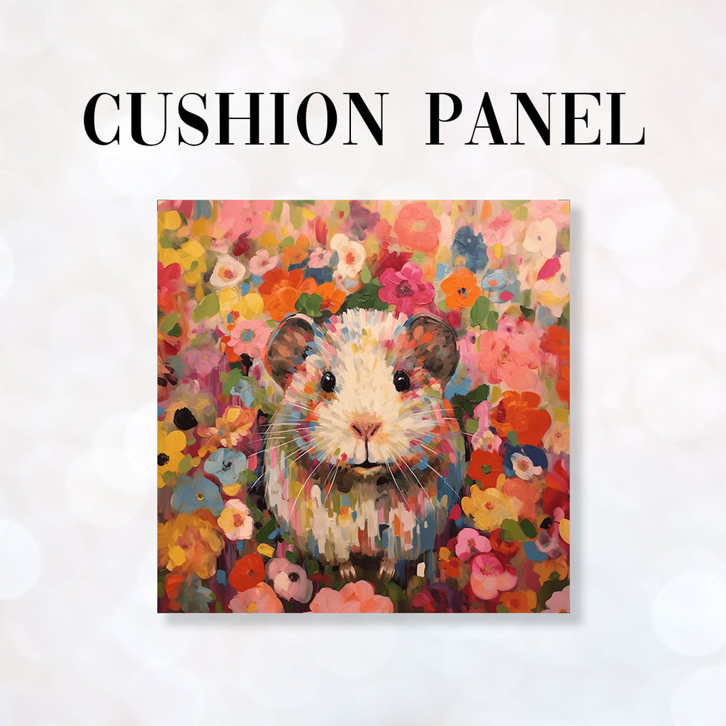 👉 PRINT ON DEMAND 👈 CUSHION Fabric Panel Floral Guinea Pig CP-78