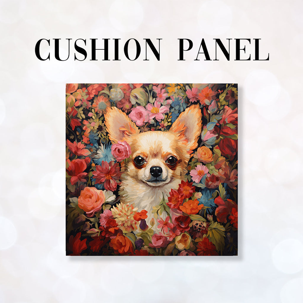 👉 PRINT ON DEMAND 👈 CUSHION Fabric Panel Floral Chihuahua CP-80
