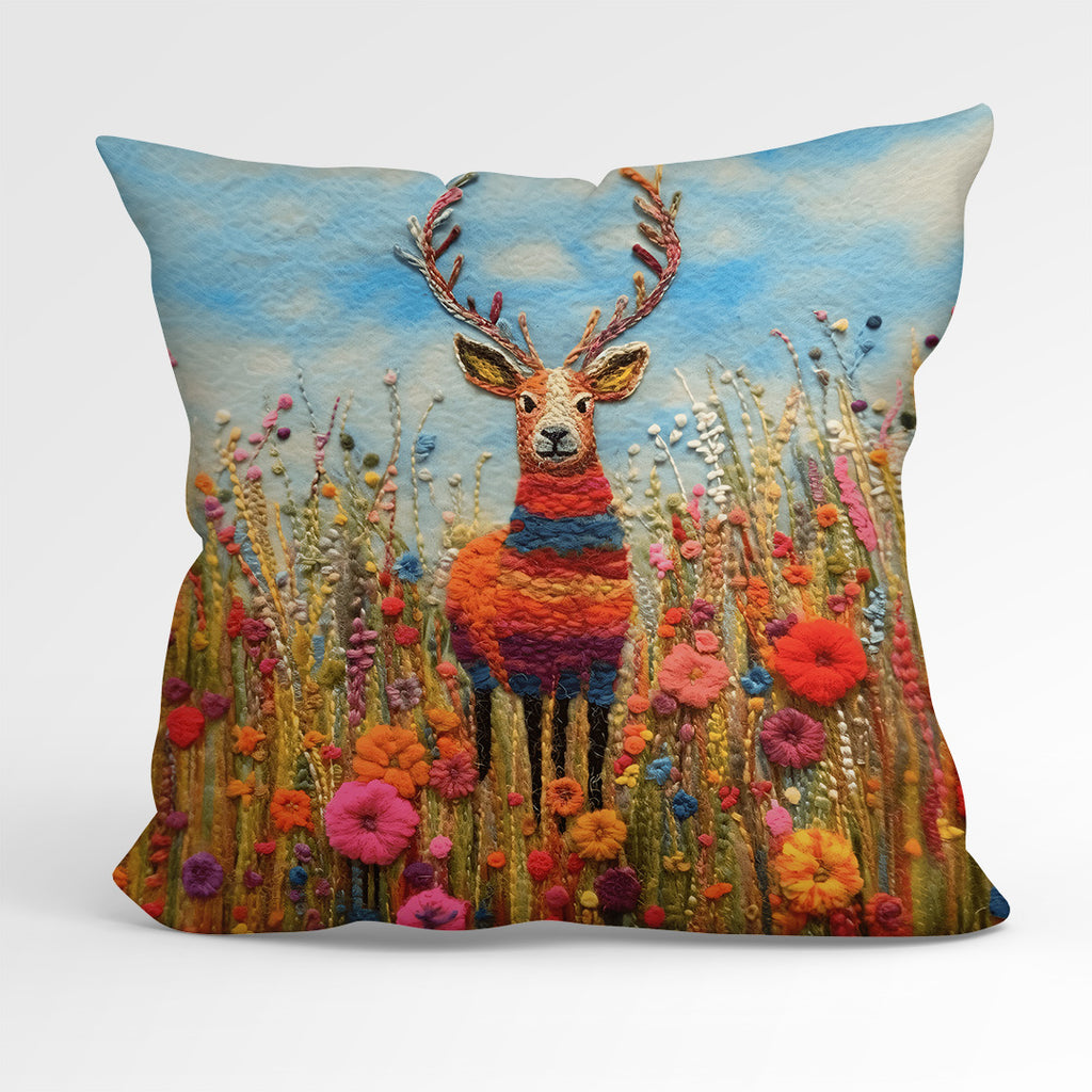 👉 PRINT ON DEMAND 👈 CUSHION Fabric Panel Felted Stag CP-82