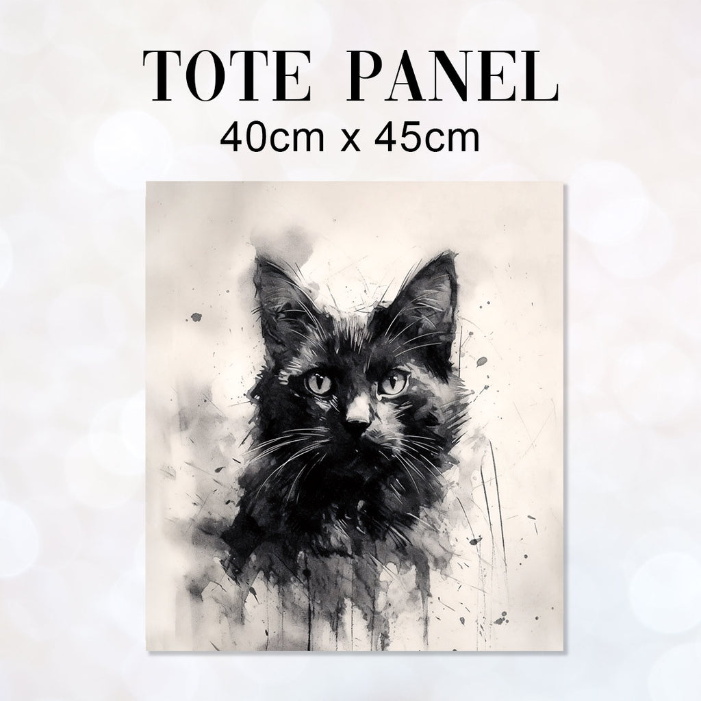 👉 PRINT ON DEMAND 👈 TOTE Charcoal Cat Fabric Bag Panel