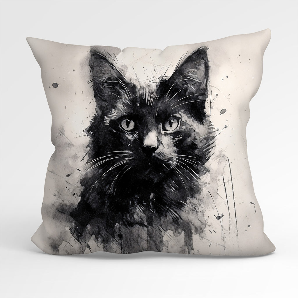 👉 PRINT ON DEMAND 👈 CUSHION Fabric Panel Charcoal Cat