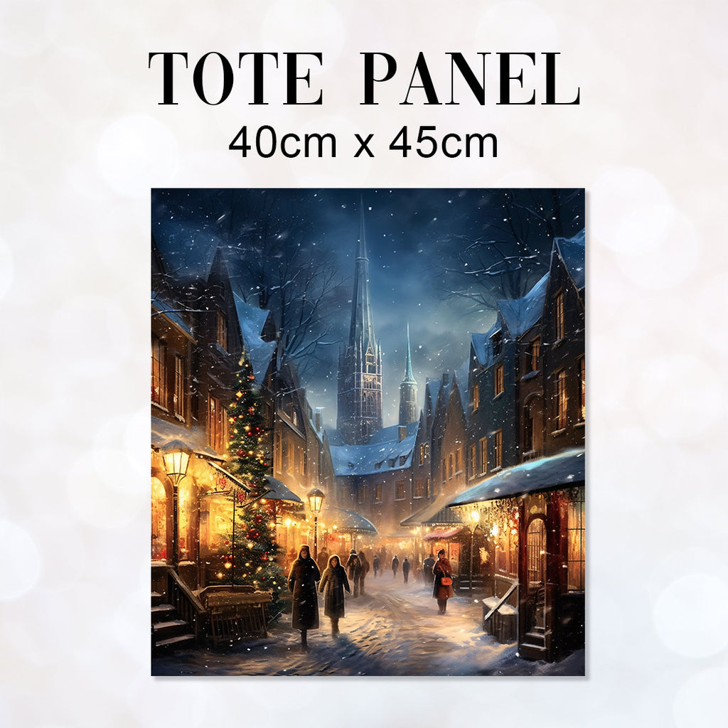 👉 PRINT ON DEMAND 👈 TOTE Christmas Town Fabric Bag Panel