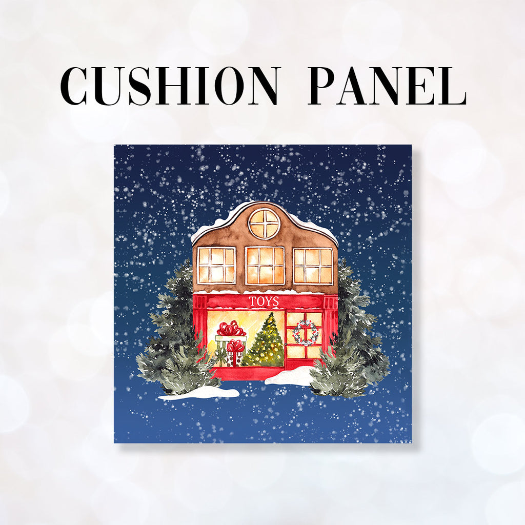 👉 PRINT ON DEMAND 👈 CUSHION Fabric Panel Christmas Toy Shop