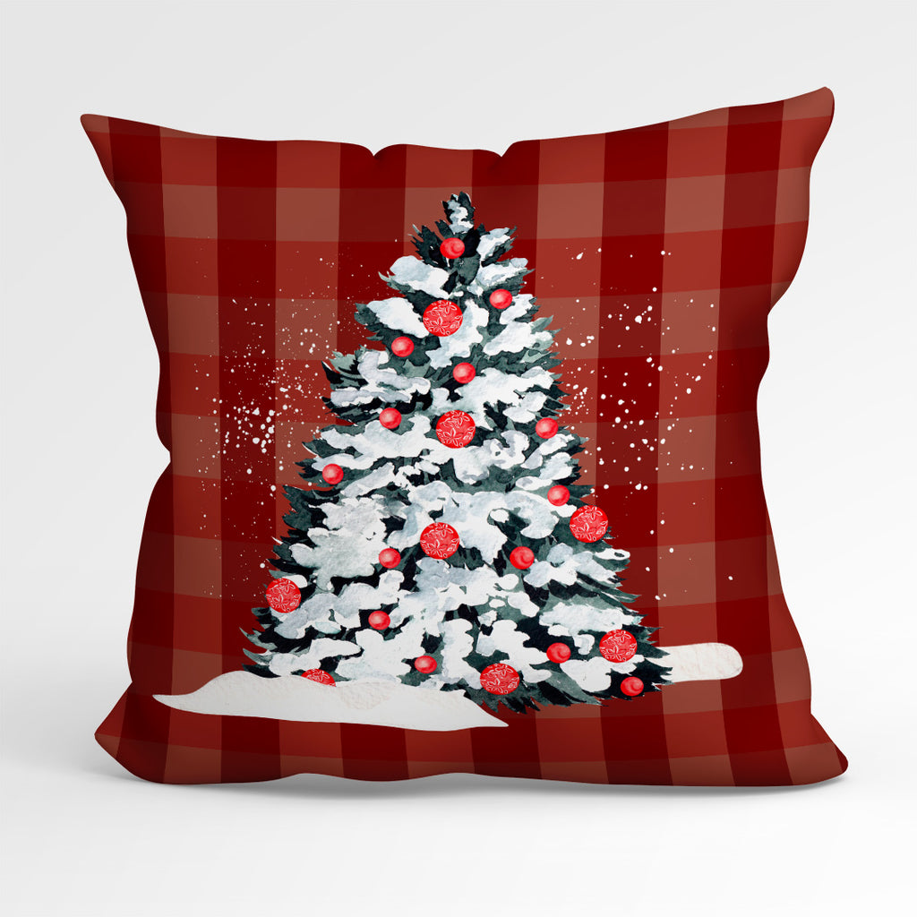 👉 PRINT ON DEMAND 👈 CUSHION Fabric Panel Christmas Tree Red