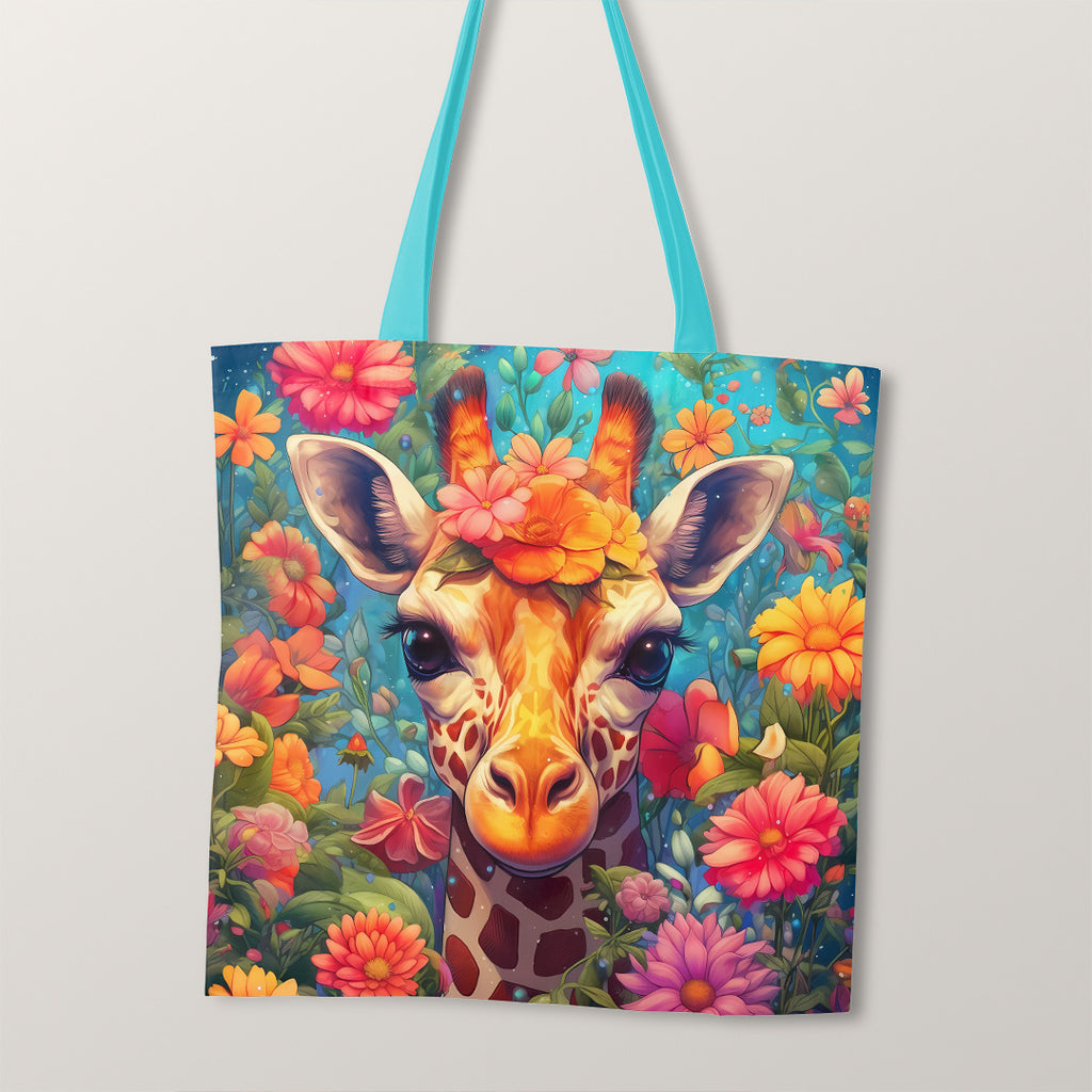 👉 PRINT ON DEMAND 👈 TOTE Colourful Giraffe Fabric Bag Panel