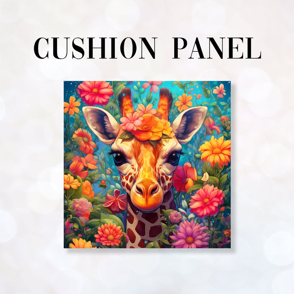 👉 PRINT ON DEMAND 👈 CUSHION Fabric Panel Colourful Giraffe