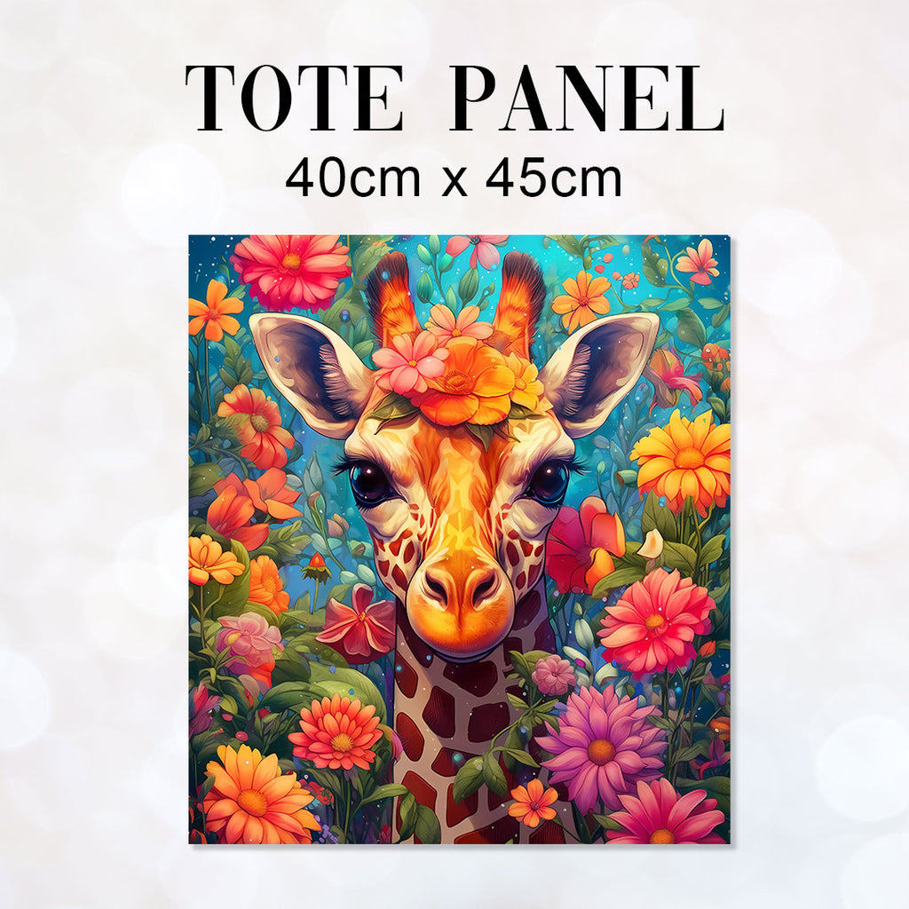 👉 PRINT ON DEMAND 👈 TOTE Colourful Giraffe Fabric Bag Panel