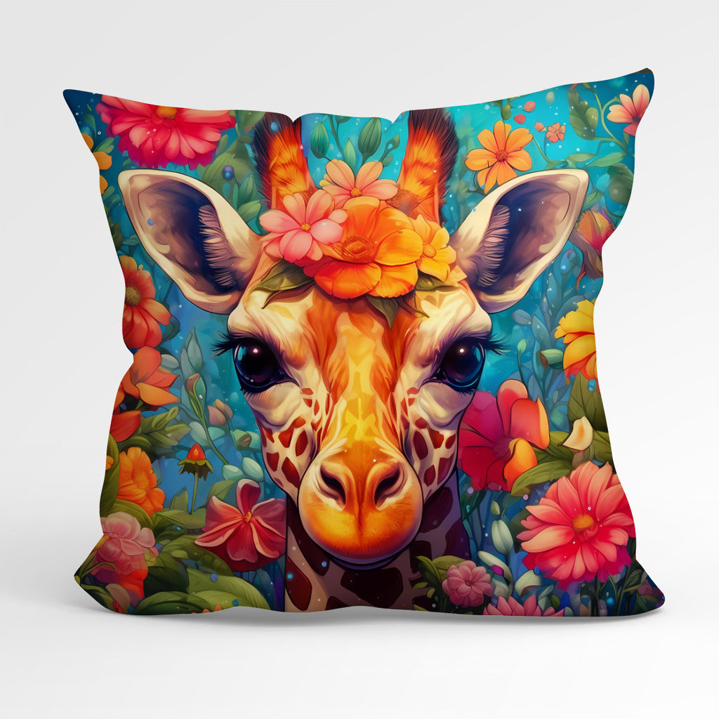 👉 PRINT ON DEMAND 👈 CUSHION Fabric Panel Colourful Giraffe