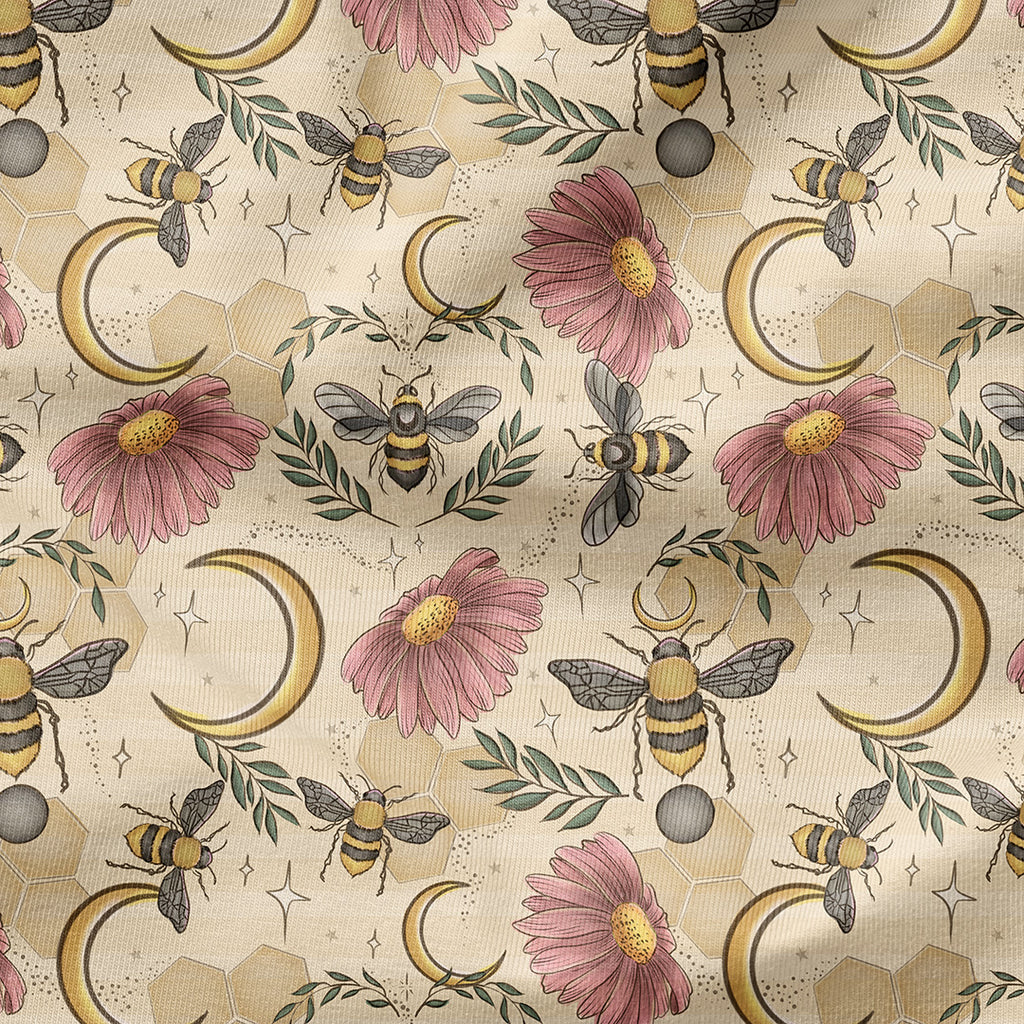 👉 PRINT ON DEMAND 👈 Cottagecore Bees Various Fabric Bases