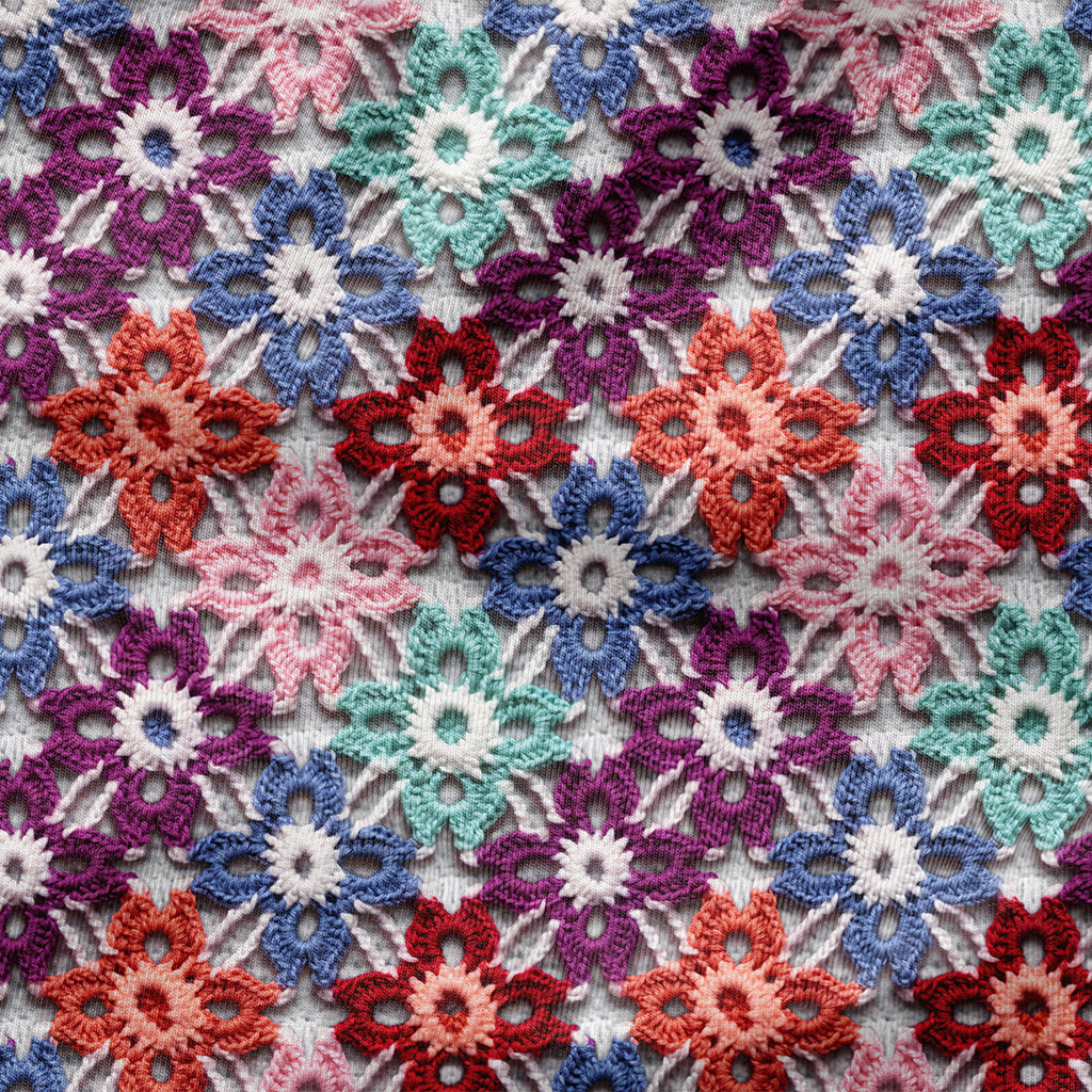 👉 PRINT ON DEMAND 👈 Crochet Flowers Various Fabric Bases