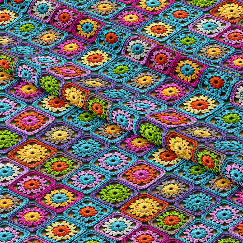 👉 PRINT ON DEMAND 👈 Crochet Granny Squares Various Fabric Bases