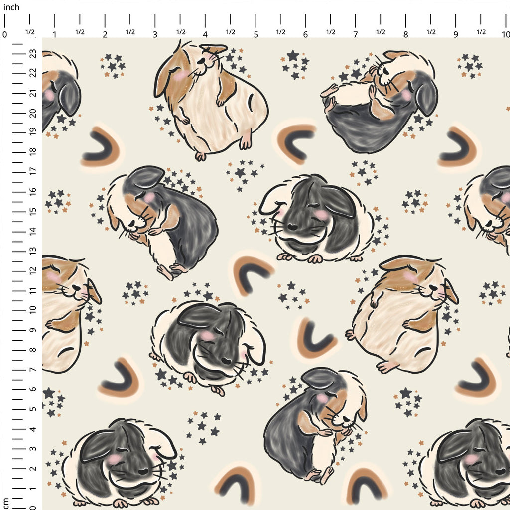 👉 PRINT ON DEMAND 👈 Cute Guinea Pigs Various Fabric Bases