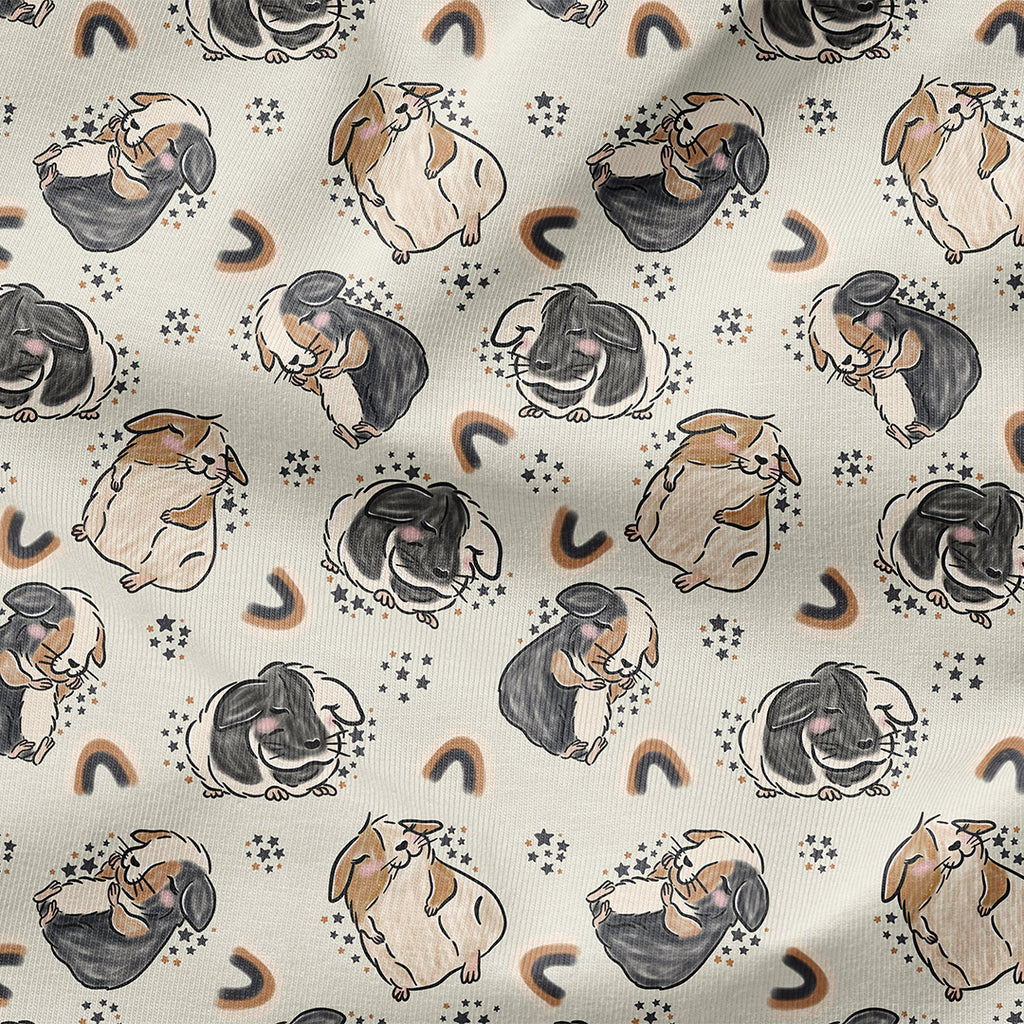 👉 PRINT ON DEMAND 👈 Cute Guinea Pigs Various Fabric Bases