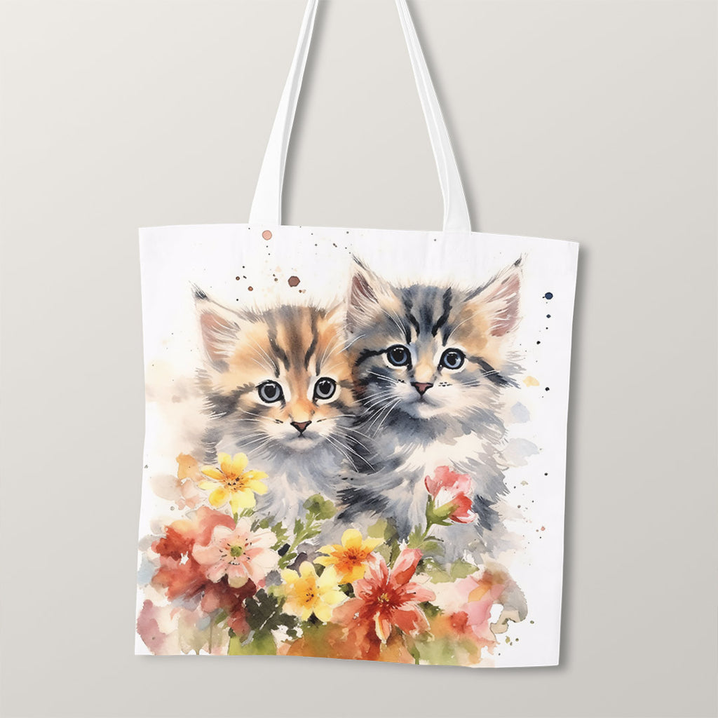 👉 PRINT ON DEMAND 👈 TOTE Cute Kittens 2 Fabric Bag Panel