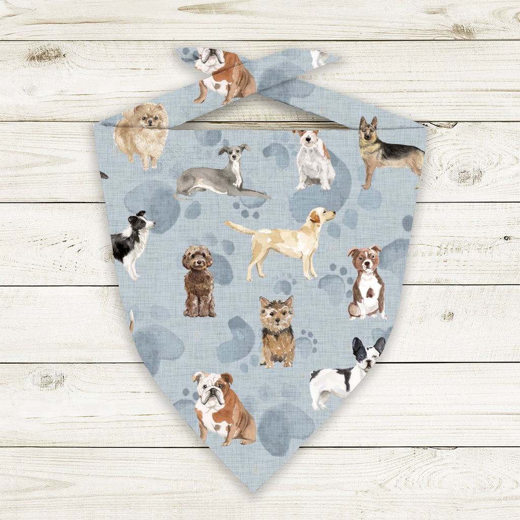👉 PRINT ON DEMAND 👈 Dogs Blue Various Fabric Bases