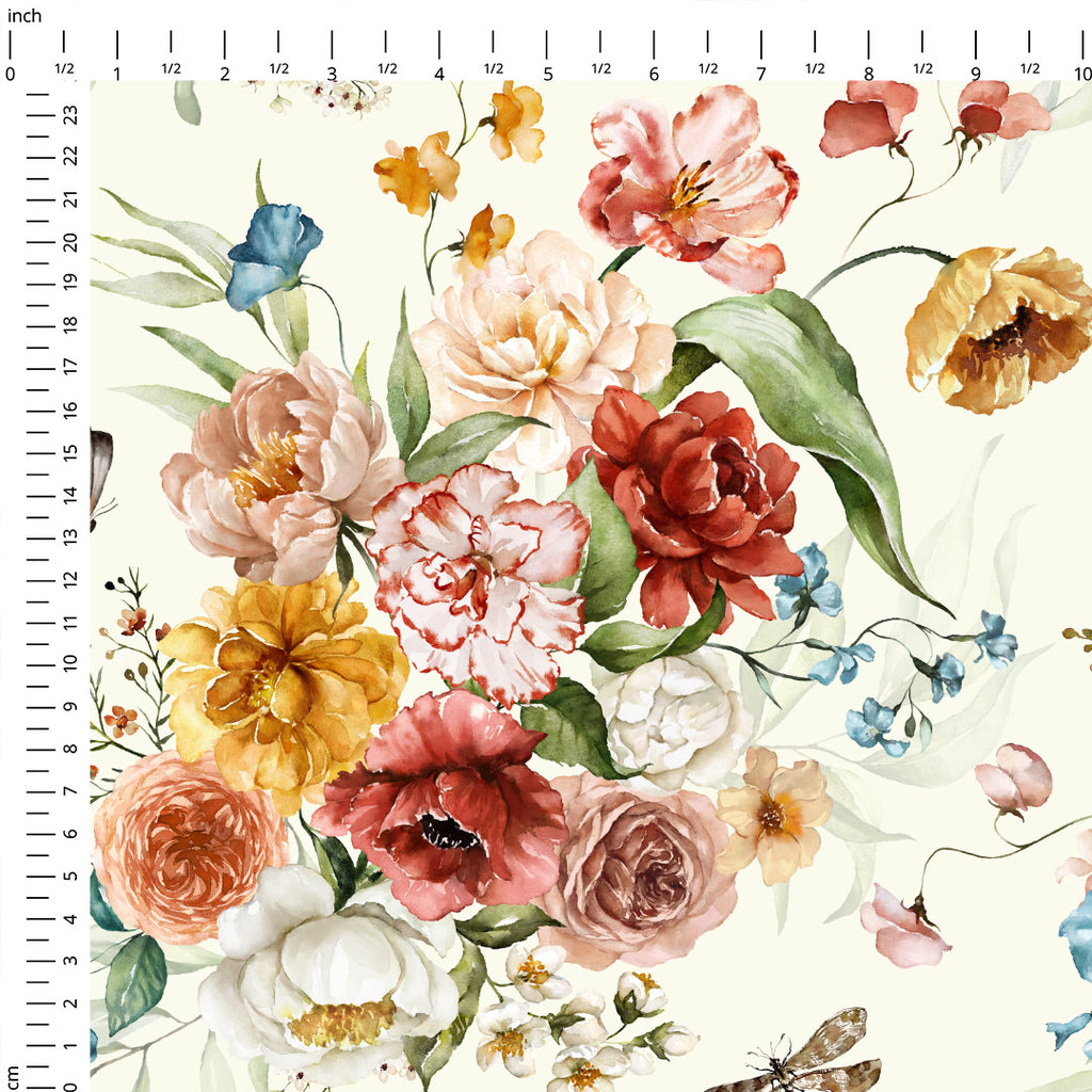 👉 PRINT ON DEMAND 👈 Dutch Floral Cream Various Fabric Bases