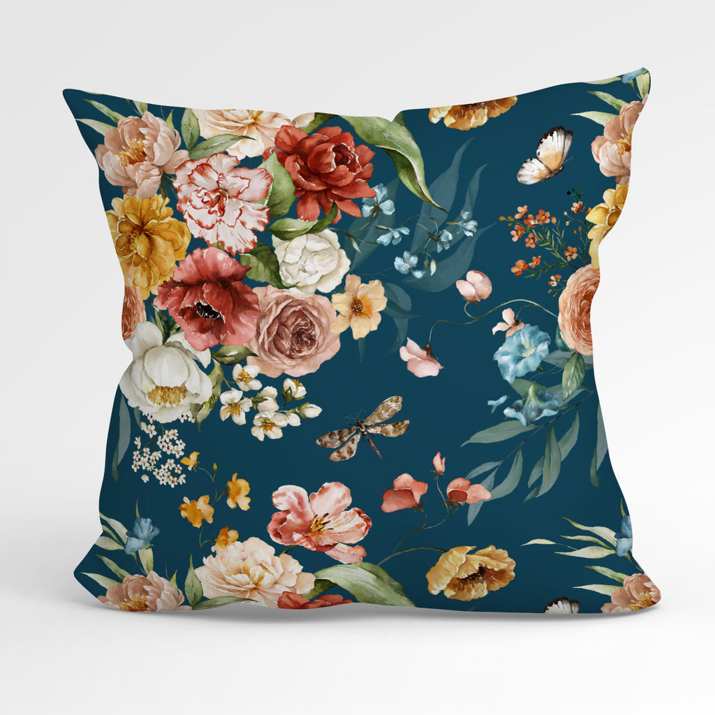 👉 PRINT ON DEMAND 👈 Dutch Floral Teal Various Fabric Bases