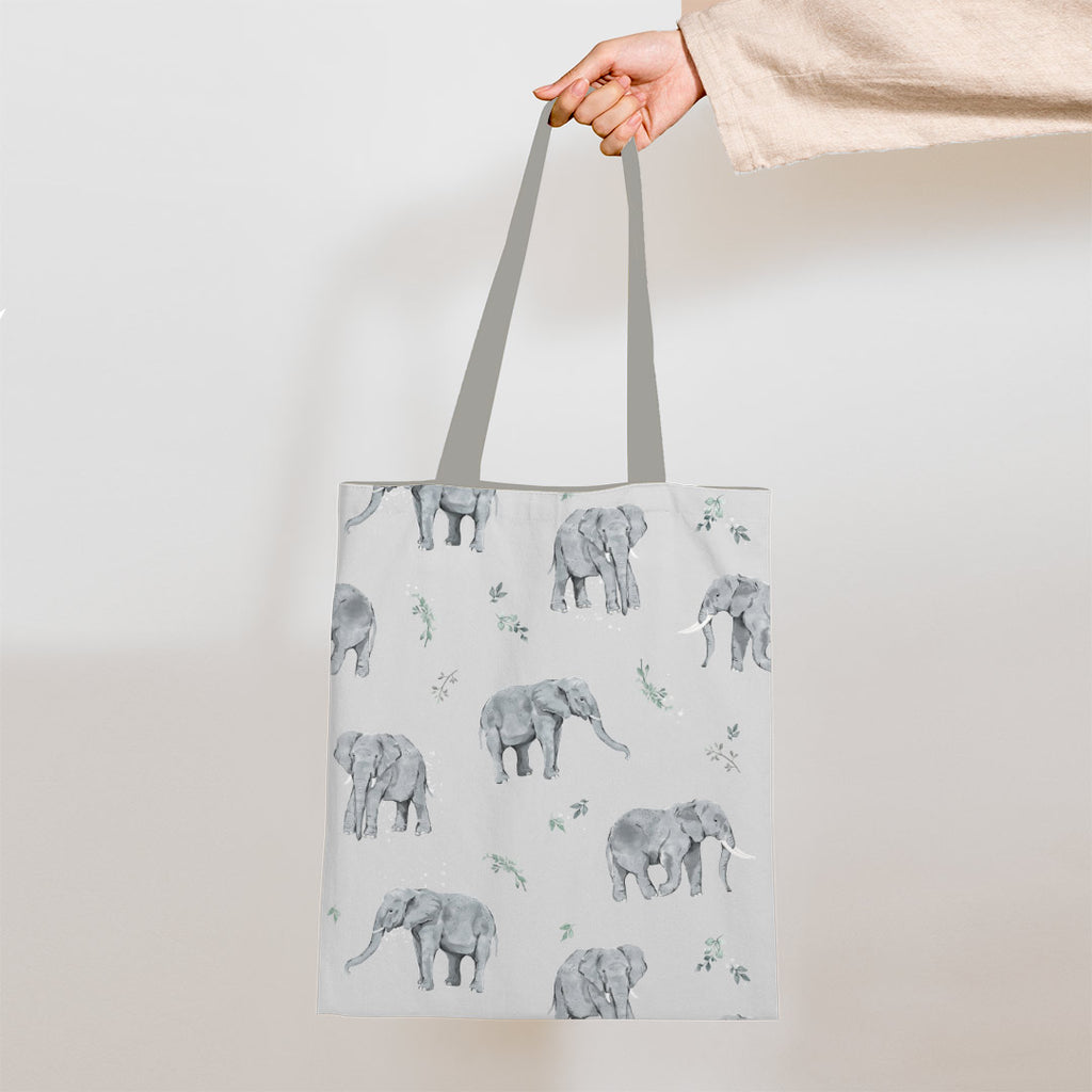 👉 PRINT ON DEMAND 👈 Elephants Grey Various Fabric Bases