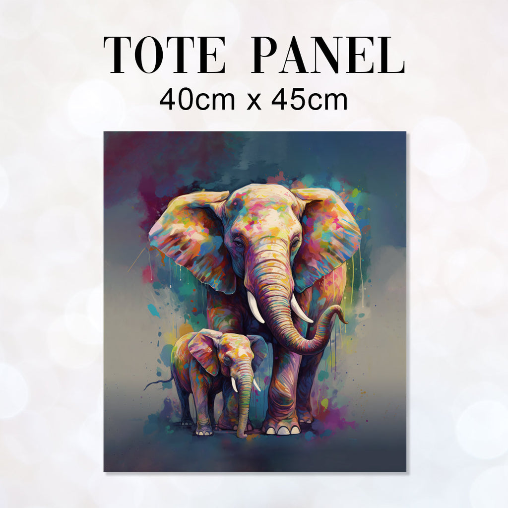 👉 PRINT ON DEMAND 👈 TOTE Elephants Fabric Bag Panel