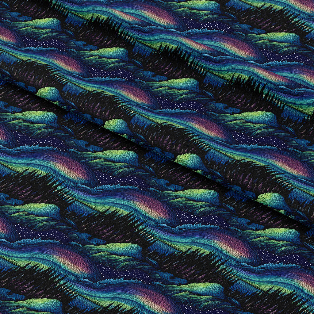 👉 PRINT ON DEMAND 👈 Northern Lights Embroidery Various Fabric Bases