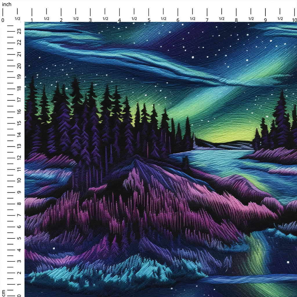 👉 PRINT ON DEMAND 👈 Aurora Forest Embroidery Various Fabric Bases