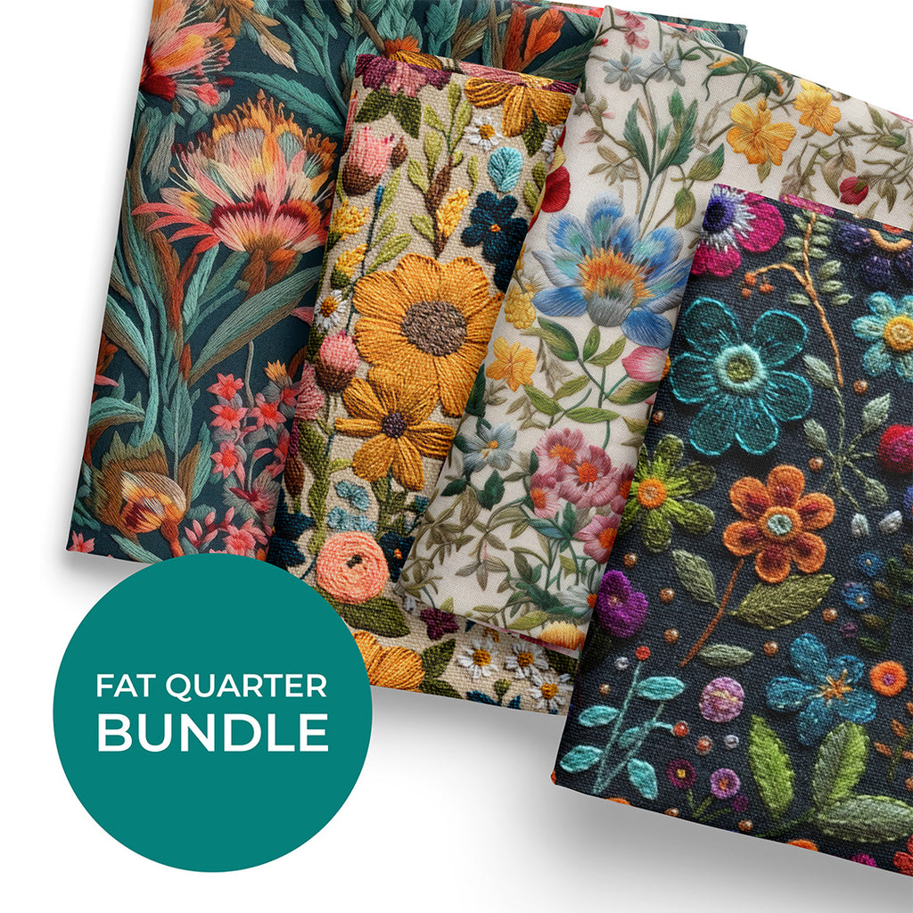 👉 PRINT ON DEMAND 👈 Fat Quarter Bundle Embroidery Best Sellers Various Fabric Bases