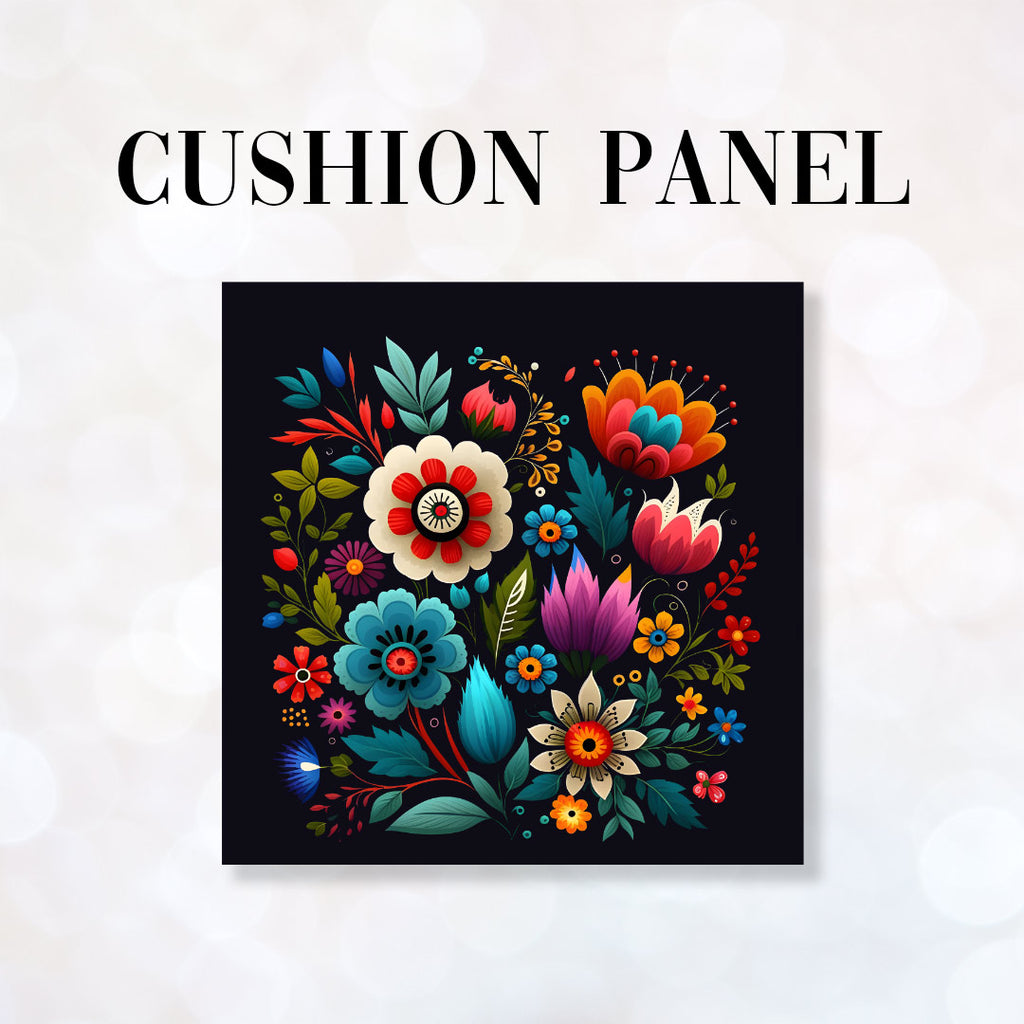 👉 PRINT ON DEMAND 👈 CUSHION Fabric Panel Enchanted Flowers Navy