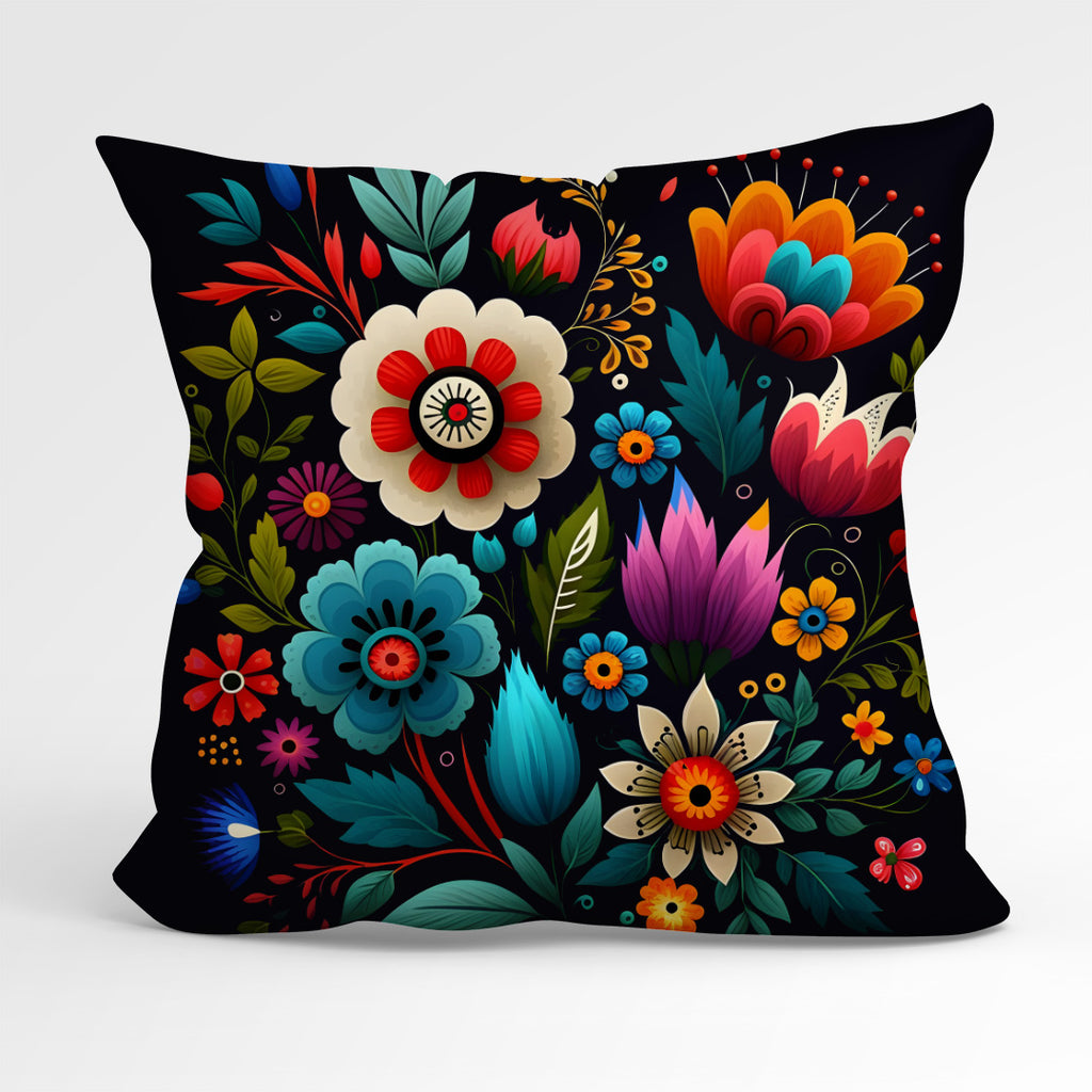 👉 PRINT ON DEMAND 👈 CUSHION Fabric Panel Enchanted Flowers Navy