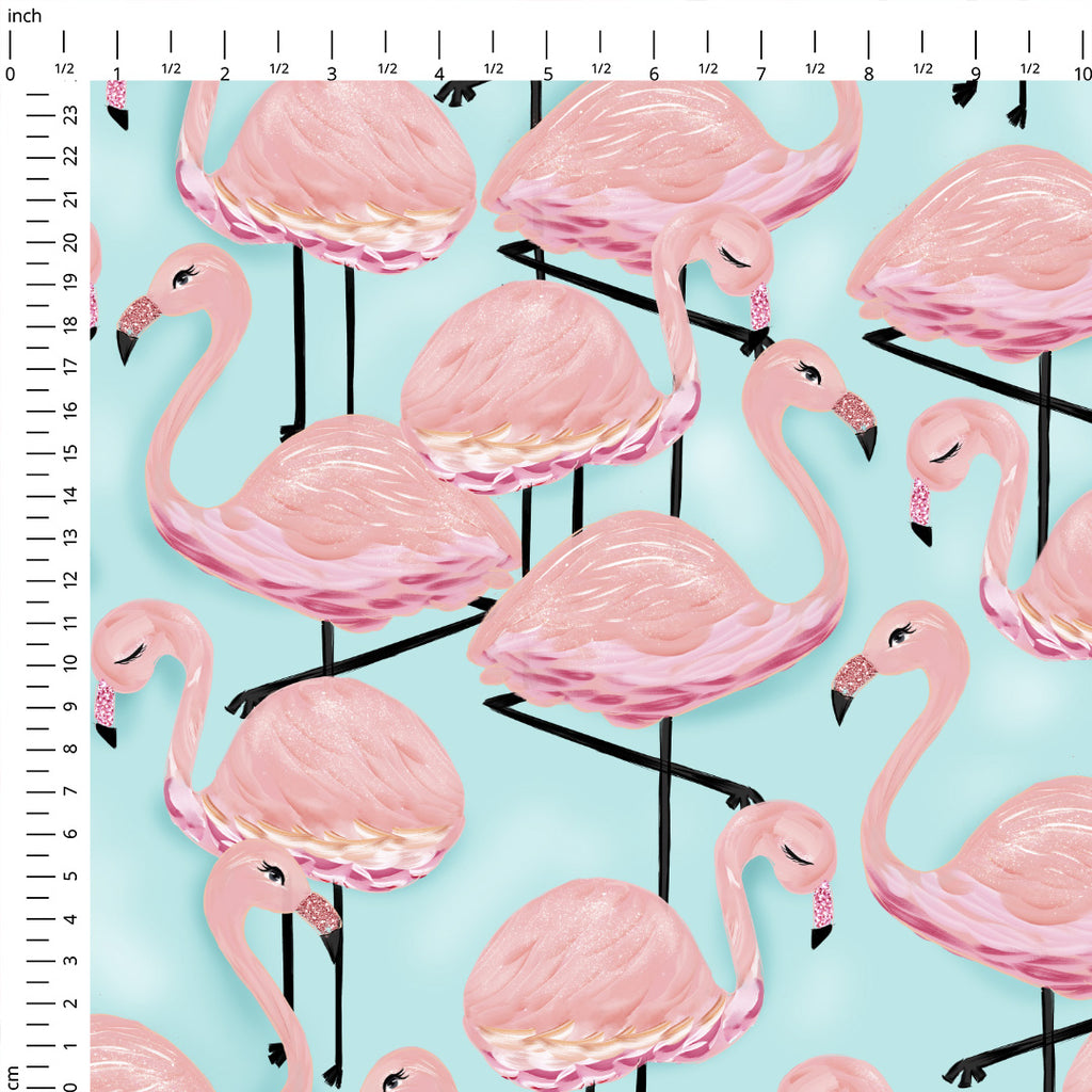 👉 PRINT ON DEMAND 👈 Flamingo Mint Various Fabric Bases